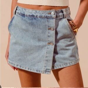 Zara Light Blue Denim Skort Shorts